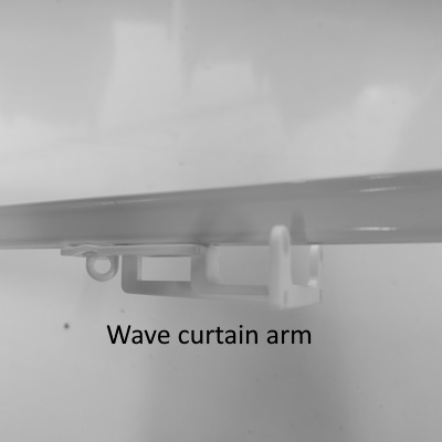 Slimline wave curtain arm