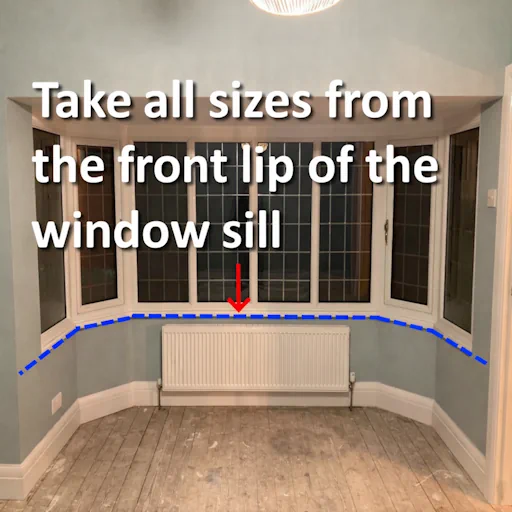 Measuring the front lip of the sill for floor length curtains