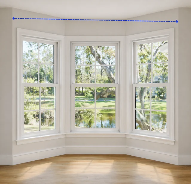 Measure wall to wall across the bay