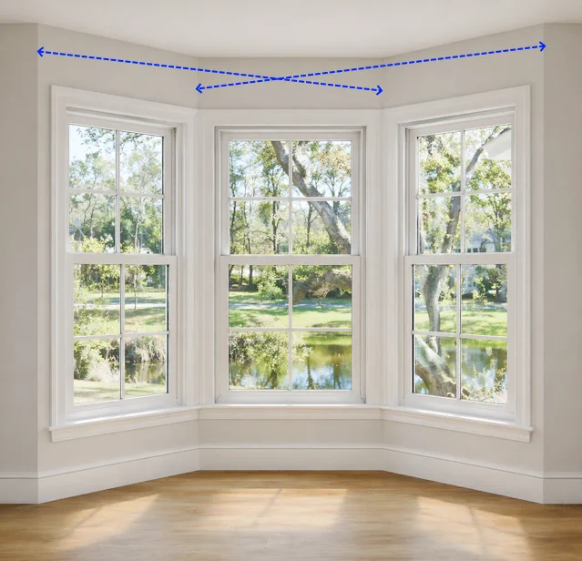 Measure the diagonal sizes of the bay