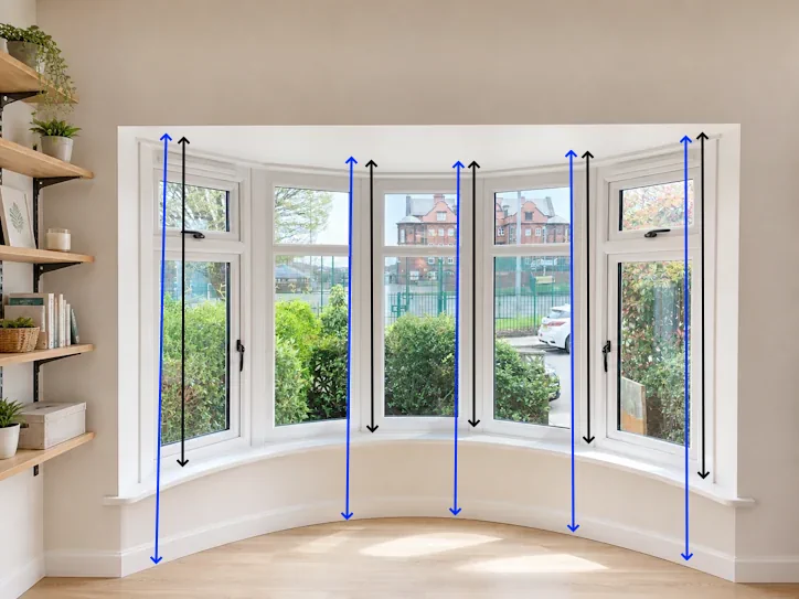 Uneven bay window curtains