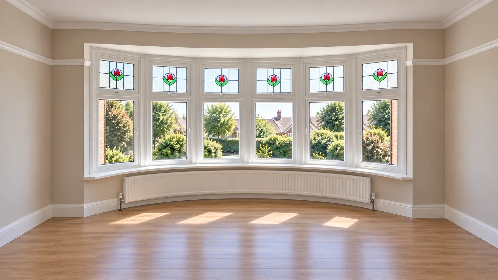 Hanging Curtains in Bay Windows 13 Curved 6-sided bay window with returns