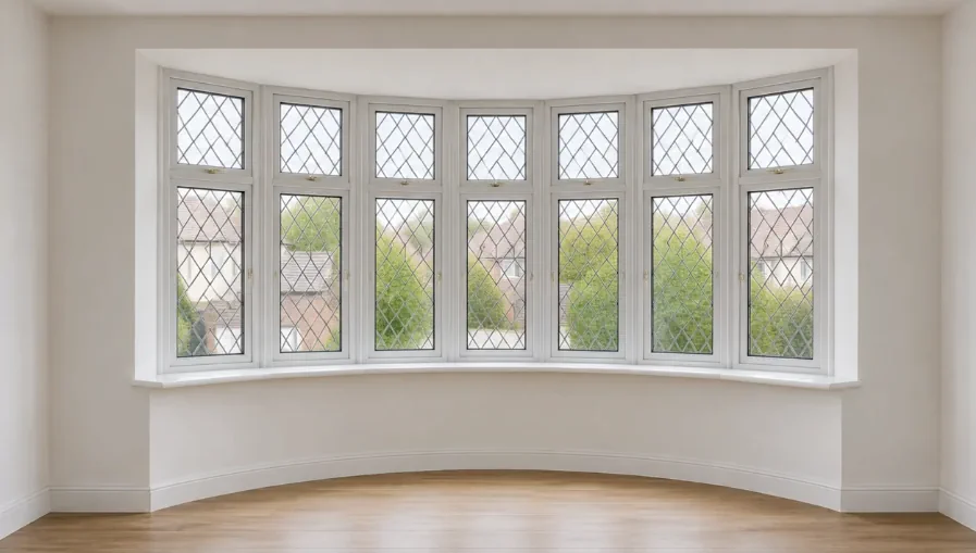 Hanging Curtains in Bay Windows 17 Curved 7-sided bay window with returns