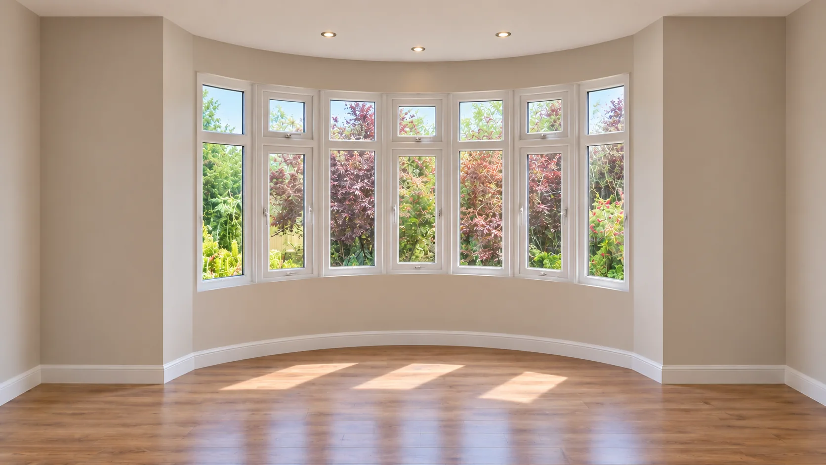 Hanging Curtains in Bay Windows 18 Curved 9-sided 7 windows bay window with returns