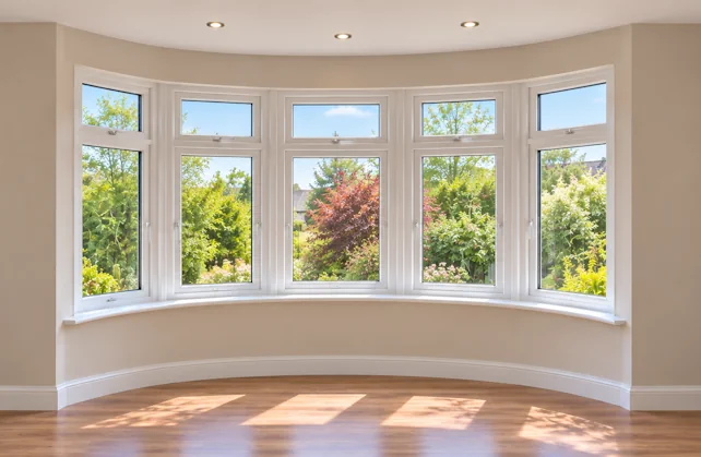 Hanging Curtains in Bay Windows 9 Curved 5-sided bay window with returns